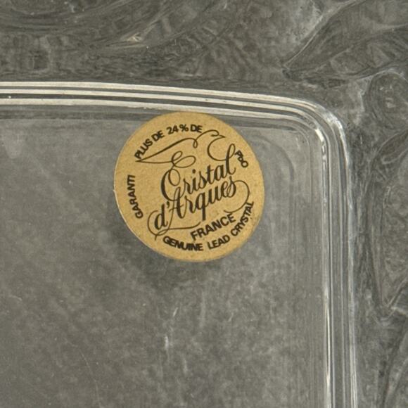 Set Of 2 Vintage Cristal D'Arque Picture Frame Lead Crystal Curved Leaf Pattern - Picture 3 of 7